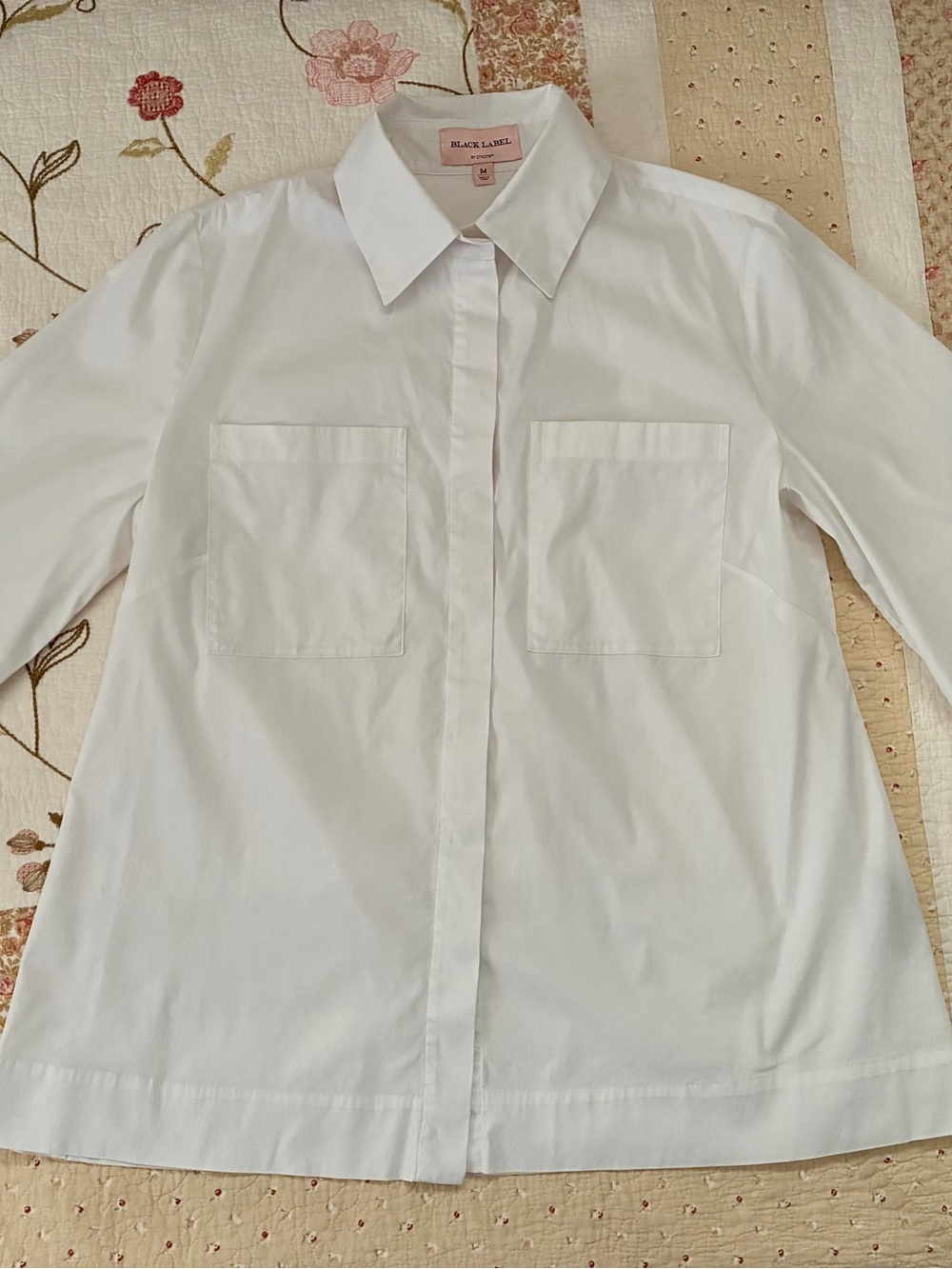 Black Label by Chicos White Button up Shirt - Women's Collared Top- Medium